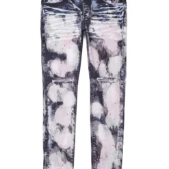 Purple-Brand Jeans - Black Bleached Out Splatter - P001-BBOS