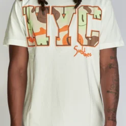 Majestik T-Shirt - NYC Smiley Face Camo - White - TE2361
