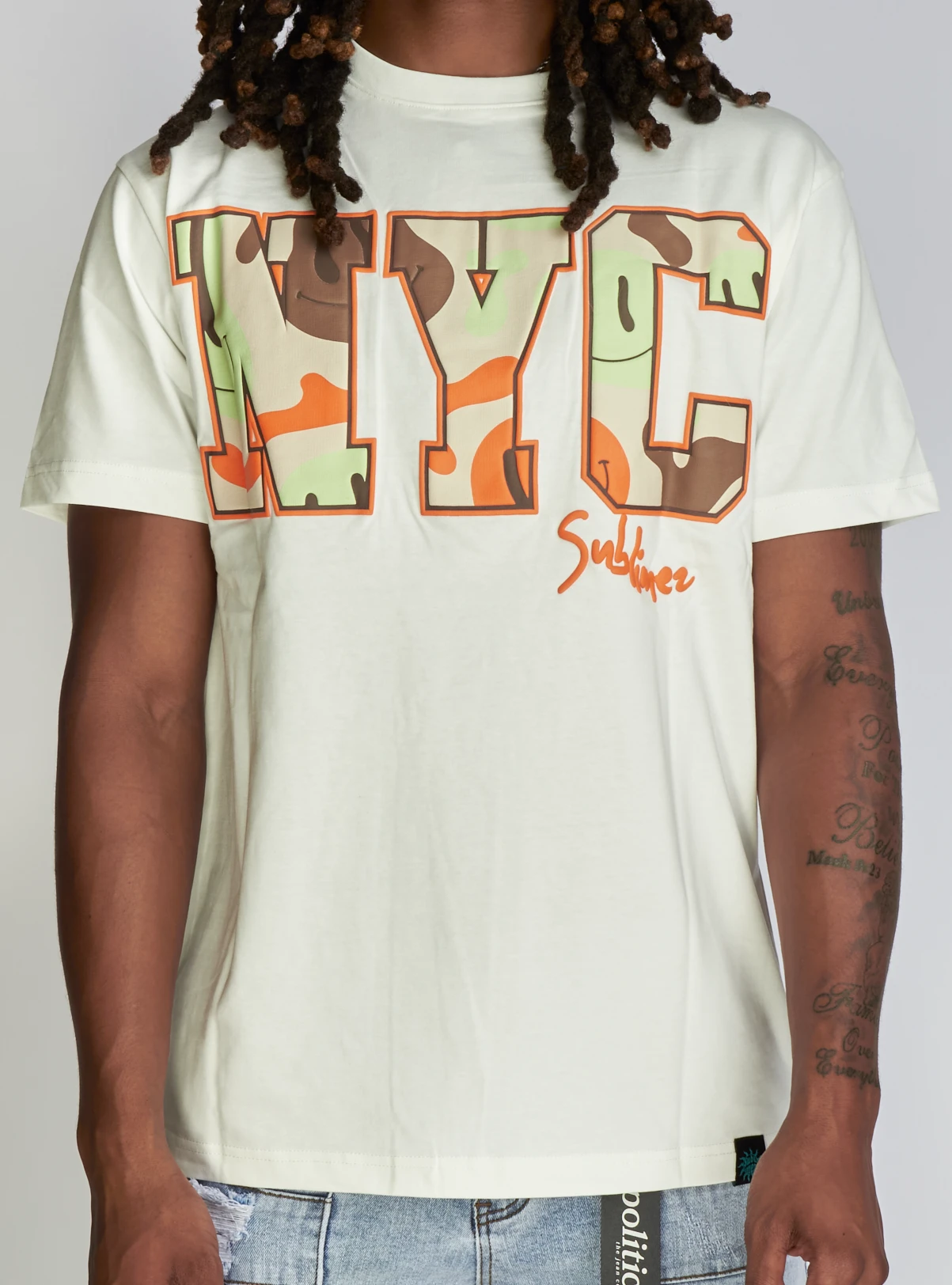 Majestik T-Shirt - NYC Smiley Face Camo - White - TE2361 1 Majestik T-Shirt - NYC Smiley Face Camo - White - TE2361