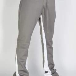 Rebel Minds Track Pants - Stripe Stacked Fit - Grey And White - 100-411