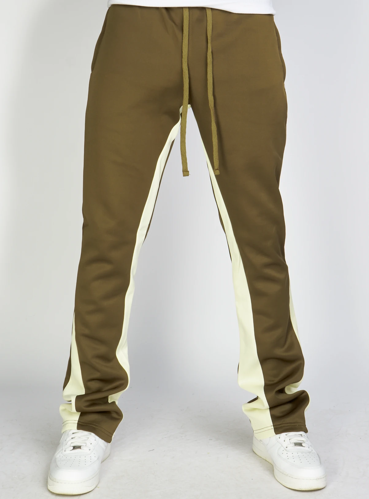 Rebel Minds Track Pants - Stripe Stacked Fit - Olive And Cream - 100-411 2 Rebel Minds Track Pants - Stripe Stacked Fit - Olive And Cream - 100-411 - Image 2