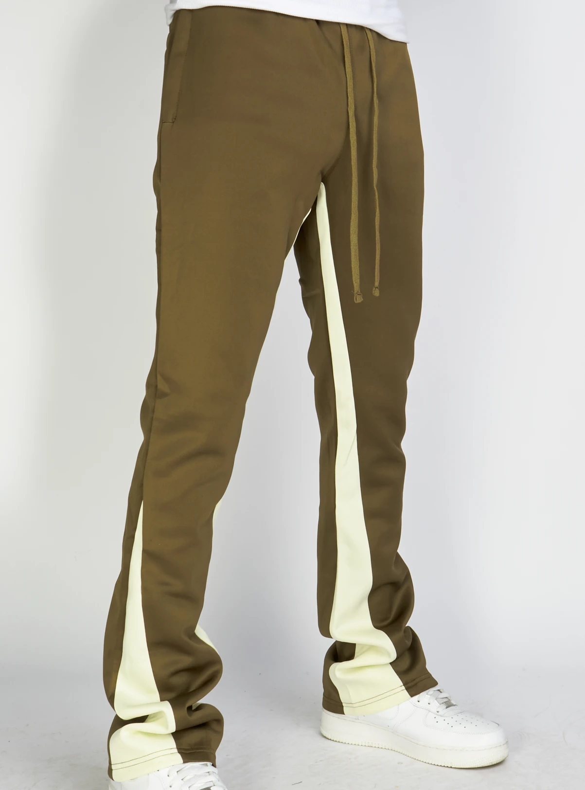 Rebel Minds Track Pants - Stripe Stacked Fit - Olive And Cream - 100-411 1 Rebel Minds Track Pants - Stripe Stacked Fit - Olive And Cream - 100-411