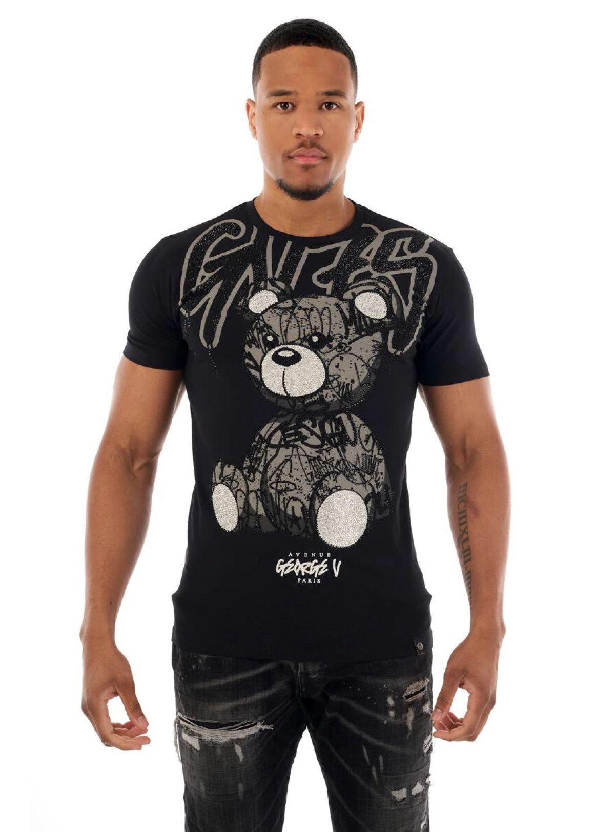 George V T-Shirt - Graffiti Bear GV Tag - Black - GV2514 1 George V T-Shirt - Graffiti Bear GV Tag - Black - GV2514