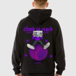 G West Hoodie - Newspaper "Climb To Reach" - Black - GWPLHD5012