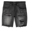 Purple-Brand Jean Shorts - Bandana Patch Work - Black - P020-BRB