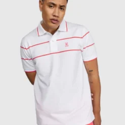 Psycho Bunny Polo - Chest Stripe - White - B6K107N1PC
