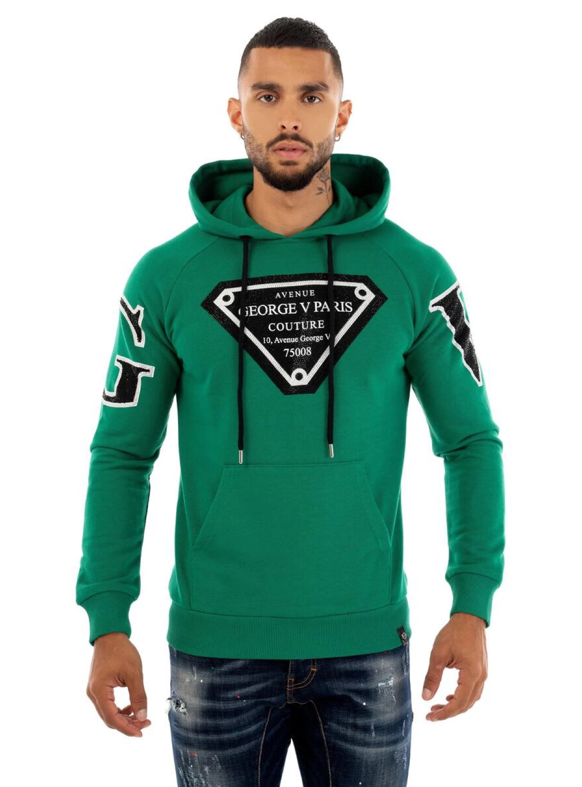 George V Hoodie - Initial Diamond - Green - GV2410 1 George V Hoodie - Initial Diamond - Green - GV2410