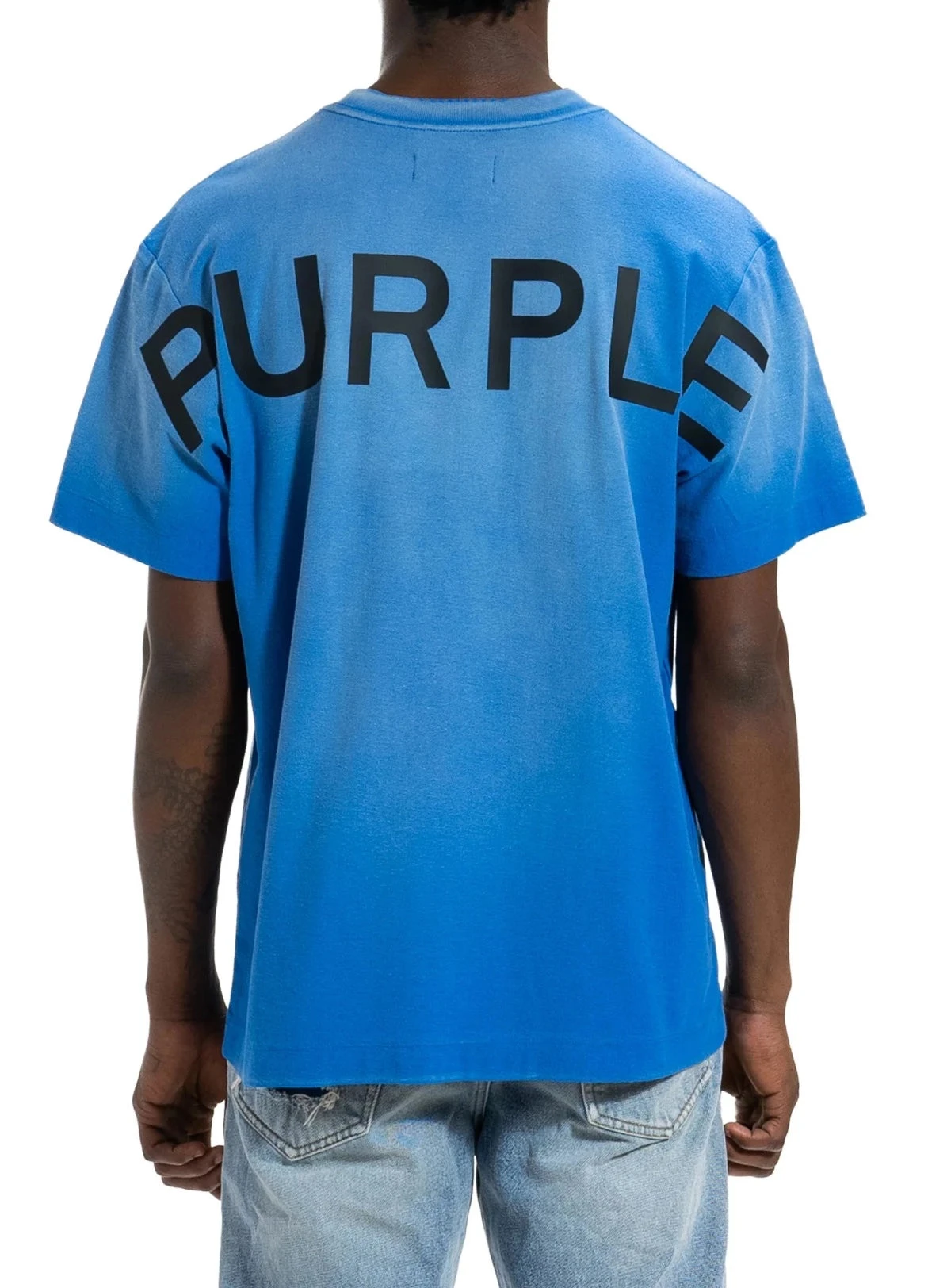 Purple-Brand T-Shirt - Textured Wordmark - Victoria Blue - P104-JCBT423 1 Purple-Brand T-Shirt - Textured Wordmark - Victoria Blue - P104-JCBT423