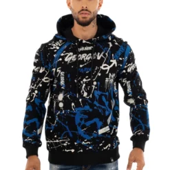 George V Hoodie - Splatter Paint - Black And Blue - GV2419