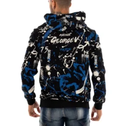 George V Hoodie - Splatter Paint - Black And Blue - GV2419 5 George V Hoodie - Splatter Paint - Black And Blue - GV2419 -Outfixel Sales Paint12 dsqz