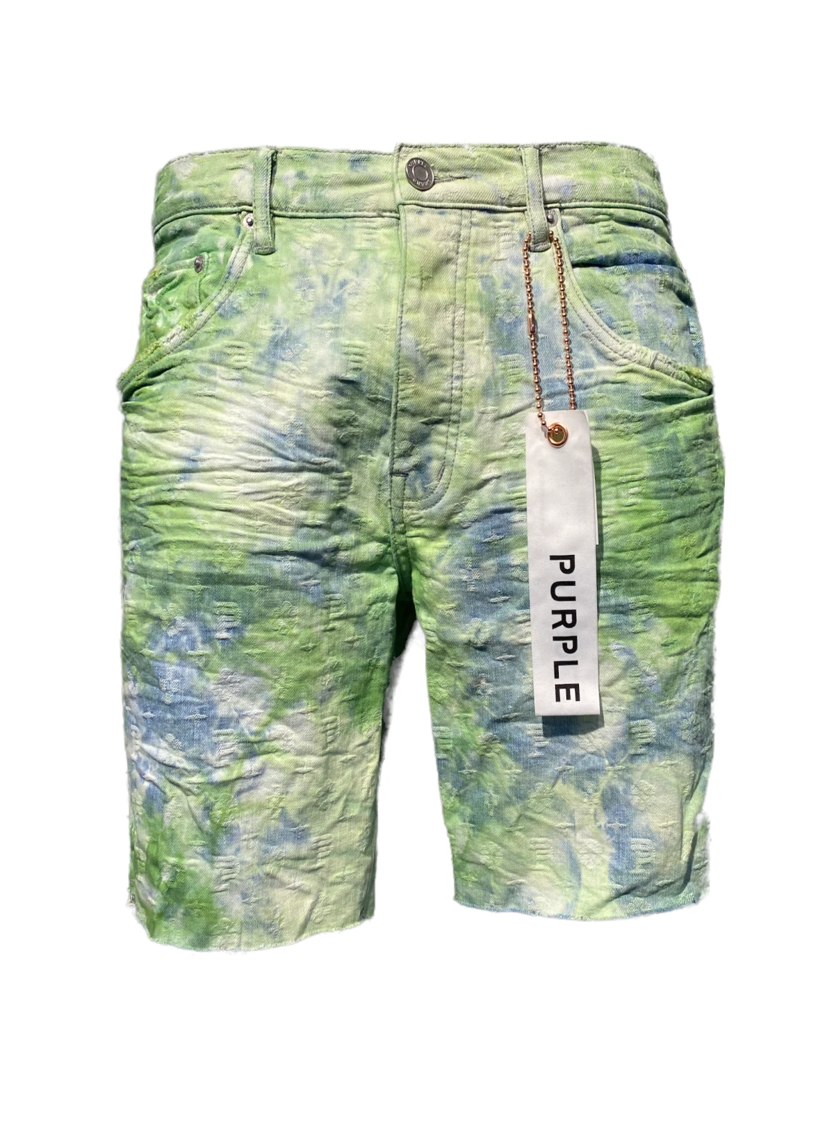 Purple-Brand Shorts - Bleached Green Tie Dye Jacquard Monogram - P020 1 Purple-Brand Shorts - Bleached Green Tie Dye Jacquard Monogram - P020