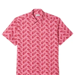 Lacoste Polo - Vintage Lettered Logo Print Button Down - Red-6H5 - CH5793 51 AY1