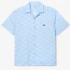 Lacoste Polo - Two-Tone Monogram Print Button Down - Blue-HBP - CH7882 51 FV2