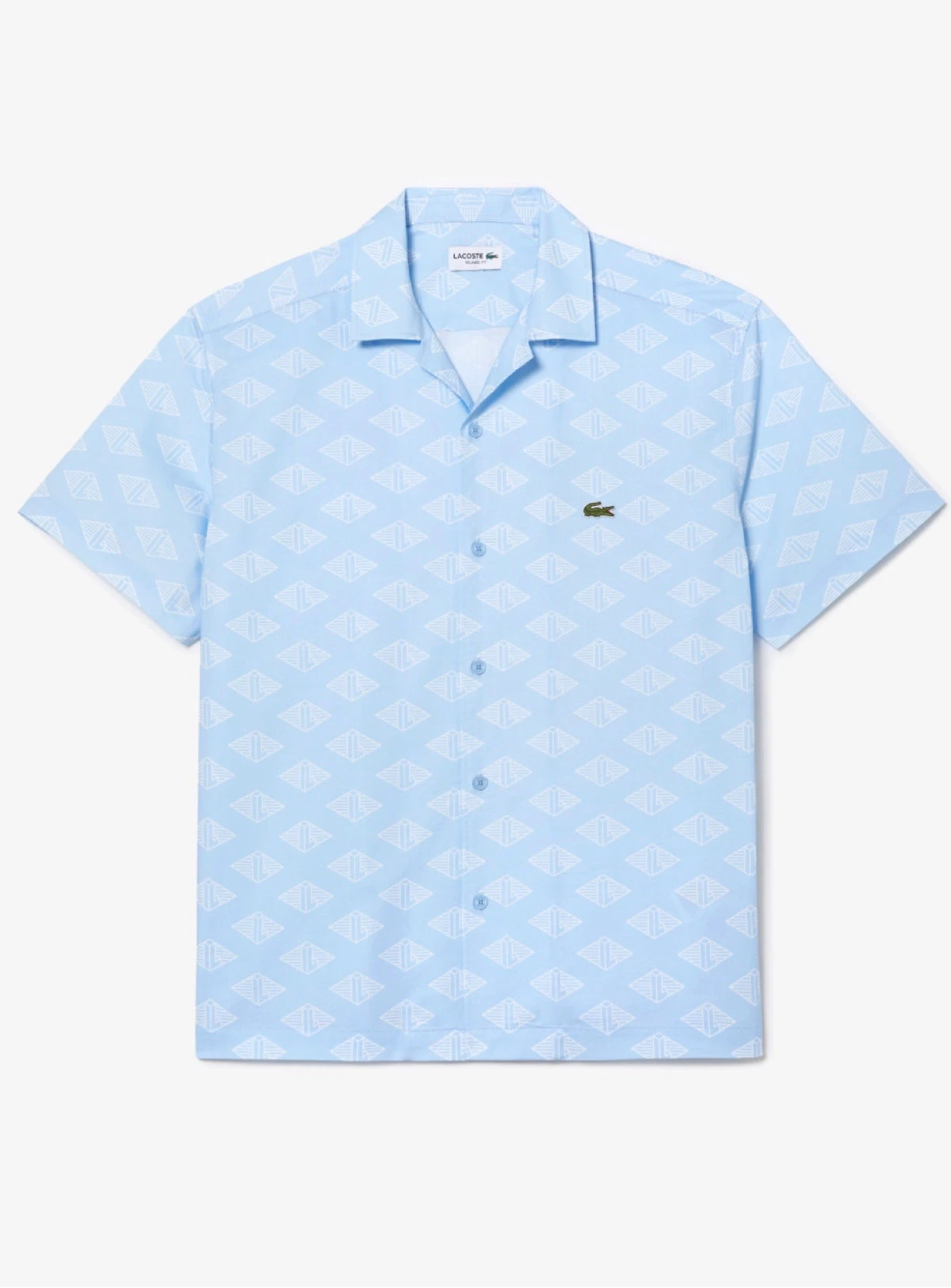 Lacoste Polo - Two-Tone Monogram Print Button Down - Blue-HBP - CH7882 51 FV2 1 Lacoste Polo - Two-Tone Monogram Print Button Down - Blue-HBP - CH7882 51 FV2