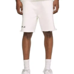 Purple-Brand Shorts - Heavy Fleece - White - HSWW323