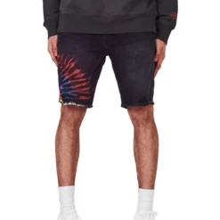 Purple-Brand Shorts - Multicolour Tie Dye Black - P020