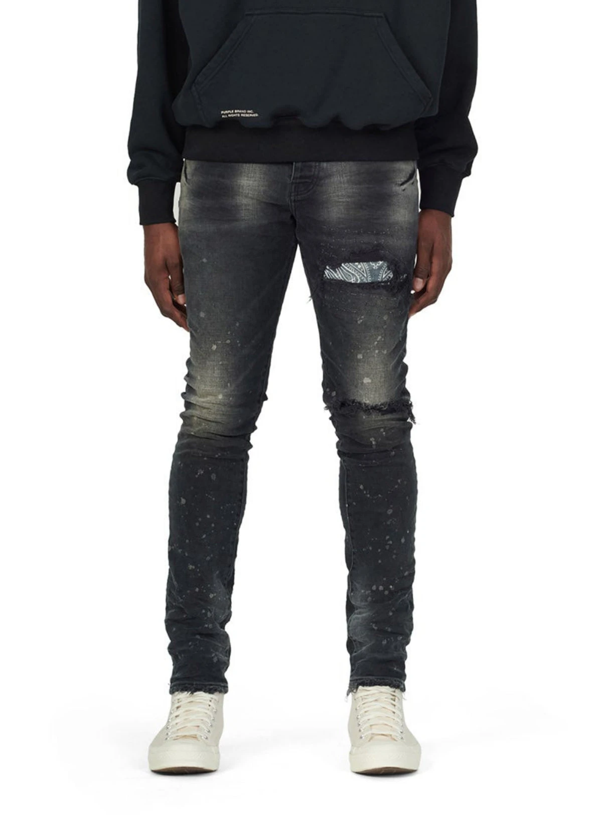 Purple-Brand Jeans - Bandana Patch Pocket Black - P001 1 Purple-Brand Jeans - Bandana Patch Pocket Black - P001