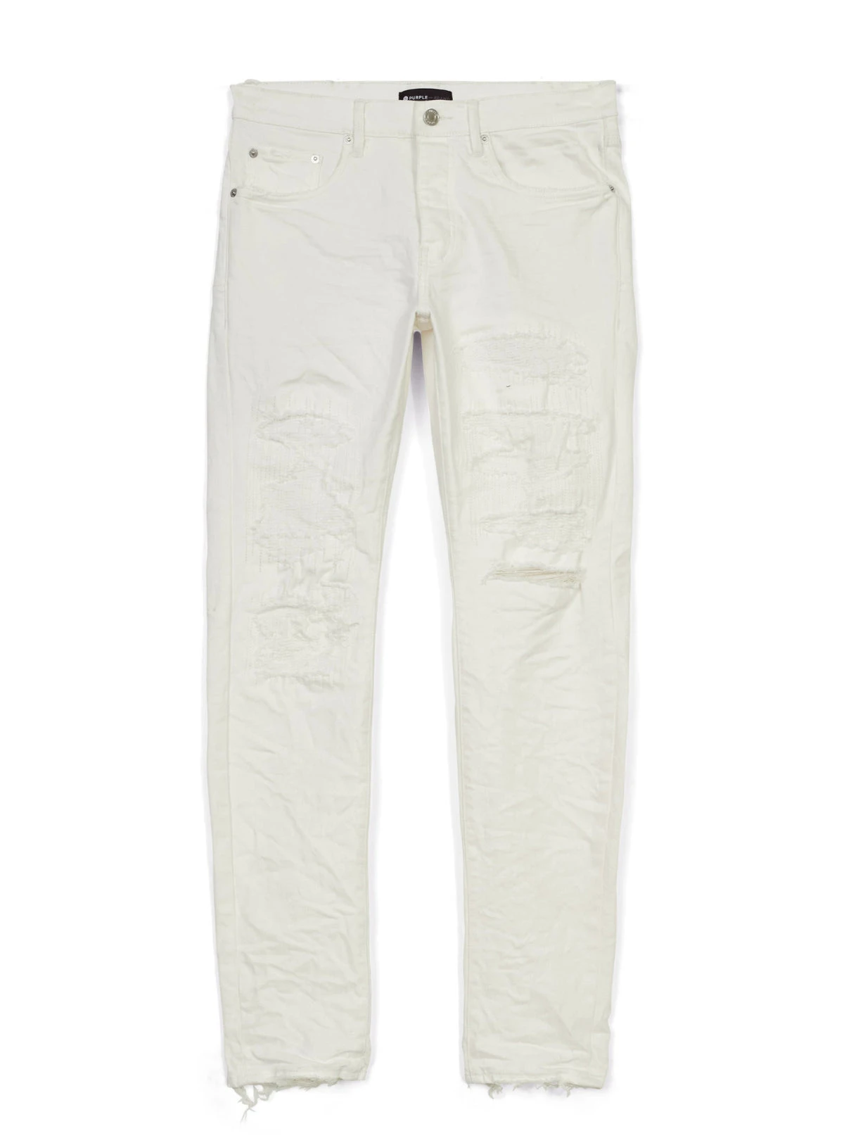Purple-Brand Jeans - White Four Pocket Destroy W Silicone Outline - P001 3 Purple-Brand Jeans - White Four Pocket Destroy W Silicone Outline - P001 - Image 3