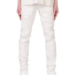 Purple-Brand Jeans - White Four Pocket Destroy W Silicone Outline - P001