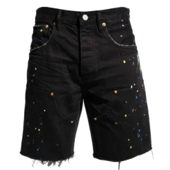 Purple-Brand Jean Shorts - Carpenter Paint Splatter - P020