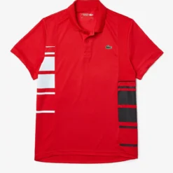 Lacoste T-Shirt - Color-Block Polo - Red And White - DH0866