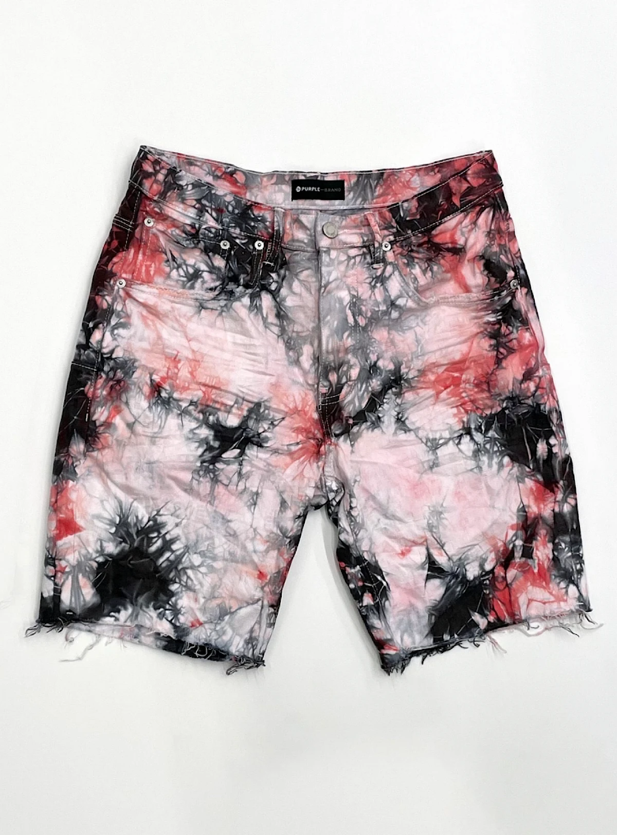 Purple-Brand Shorts - Tie Dye Jacquard Monogram - Red Black - P020-RBJS222 1 Purple-Brand Shorts - Tie Dye Jacquard Monogram - Red Black - P020-RBJS222
