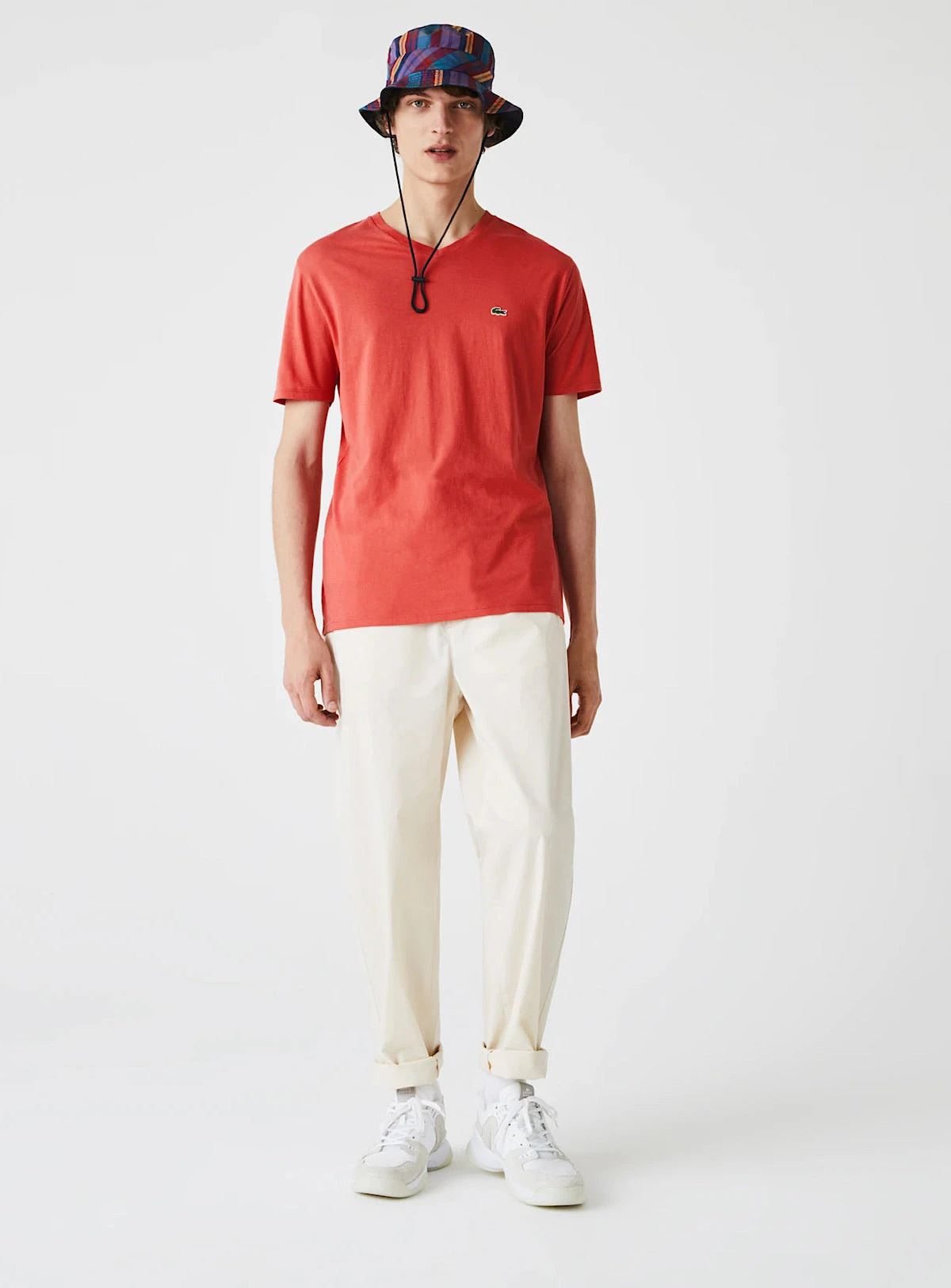 Lacoste T-Shirt - V-Neck Pima Cotton Jersey - Red-67G - TH6710 2 Lacoste T-Shirt - V-Neck Pima Cotton Jersey - Red-67G - TH6710 - Image 2