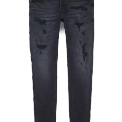 Purple-Brand Jeans - Quilted Destroyed Pocket - Black - P001-BQDP223