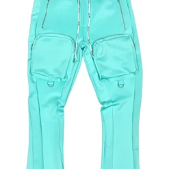 Motive Denim Cargo Stacked Track Pants - Mint - MT100