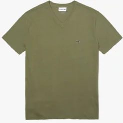 Lacoste T-Shirt - V-Neck Pima Cotton Jersey - Khaki Green-316 - TH6710