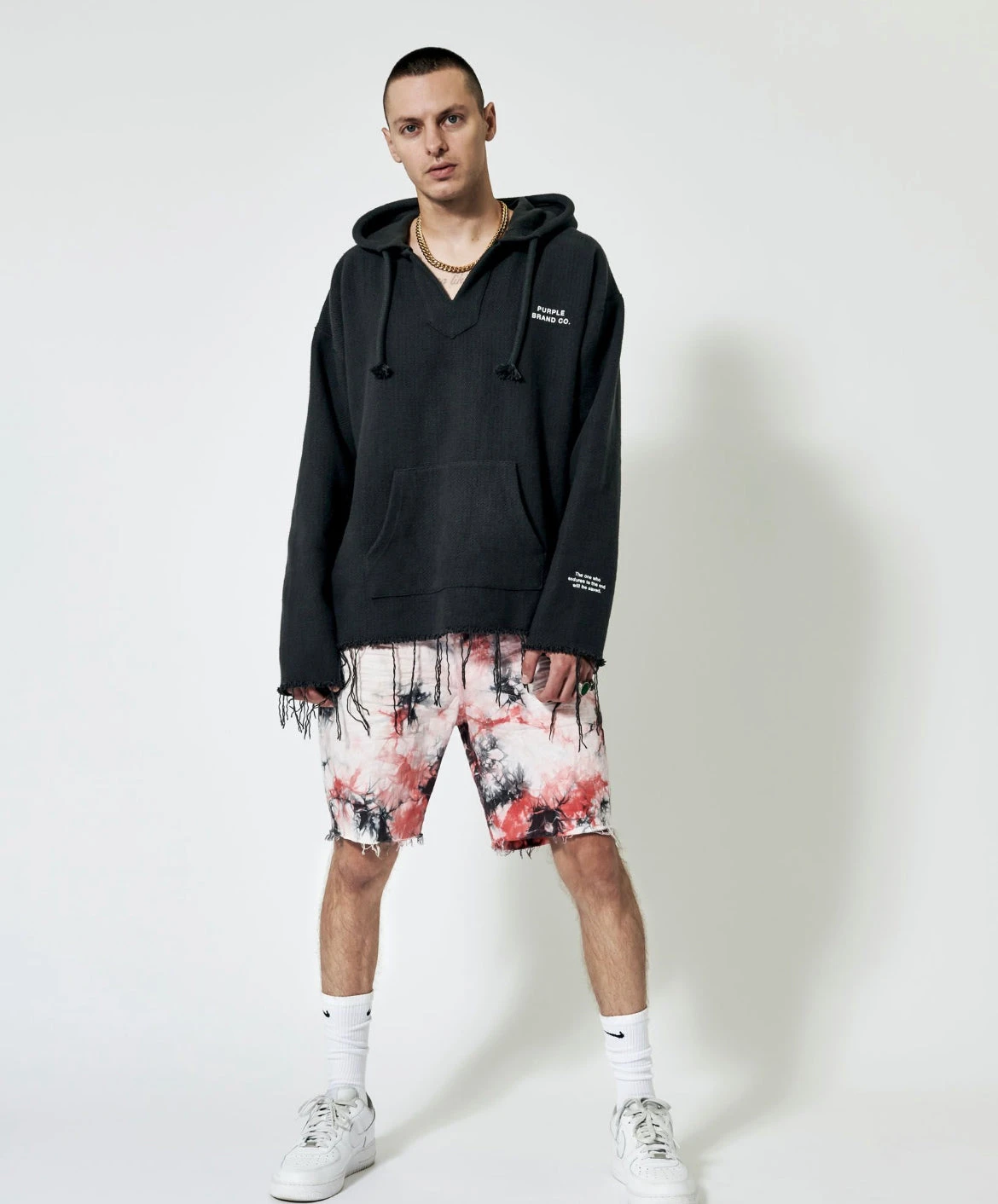 Purple-Brand Shorts - Tie Dye Jacquard Monogram - Red Black - P020-RBJS222 3 Purple-Brand Shorts - Tie Dye Jacquard Monogram - Red Black - P020-RBJS222 - Image 3