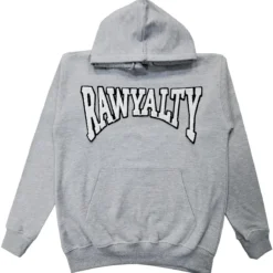 Rawyalty Hoodie - Signature Logo - Grey And White