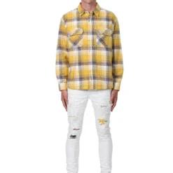 Purple-Brand Shirt - Plaid - Yellow - P331-PSYN223