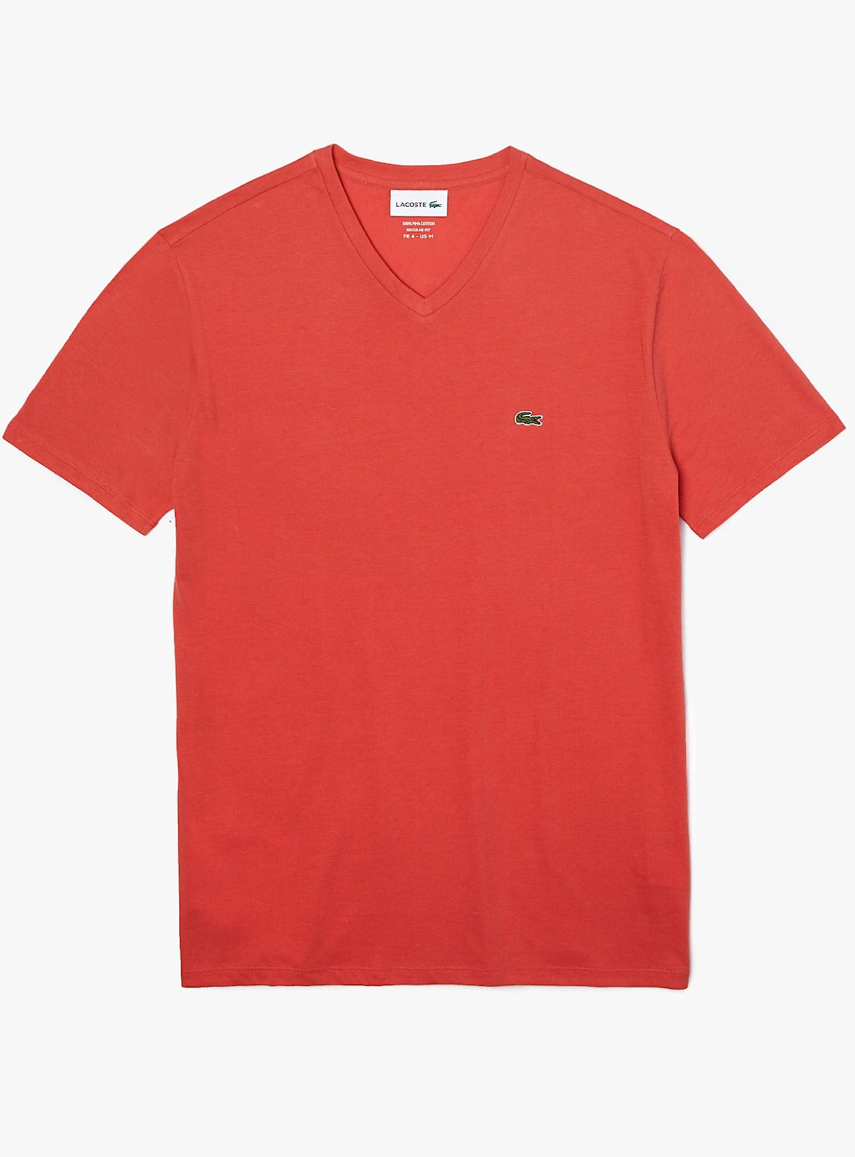 Lacoste T-Shirt - V-Neck Pima Cotton Jersey - Red-67G - TH6710 1 Lacoste T-Shirt - V-Neck Pima Cotton Jersey - Red-67G - TH6710