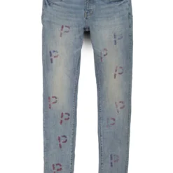 Purple-Brand Jeans - Embroidery Punch Plaid - Light Indigo - P001-LEPP223