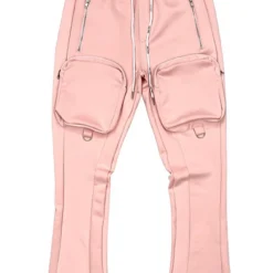 Motive Denim Cargo Stacked Track Pants - Pink- MT100