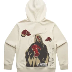 G West Hoodie - Skull Heavy - Cream - GWPLHD5002